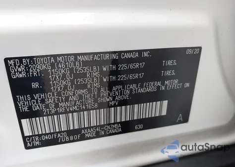 2021 Toyota Rav4 Xle from USA, damaged, VIN 2T3P1RFV4MC141658